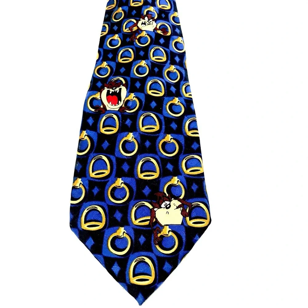 ✅Looney Tunes Taz Necktie Blue 90s Mania Silk #️⃣0030